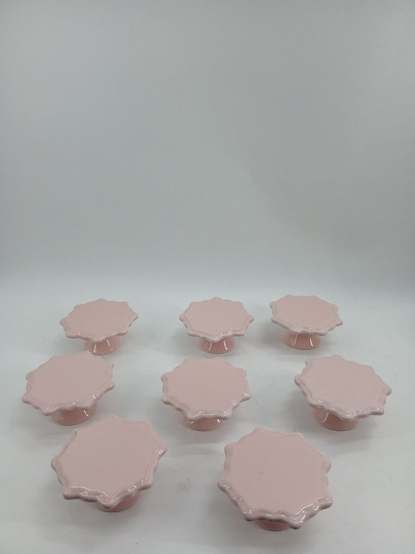 (Set Of 8) Bianca American Atelier Pink CupCake Pesestal Plates Sets gallery
