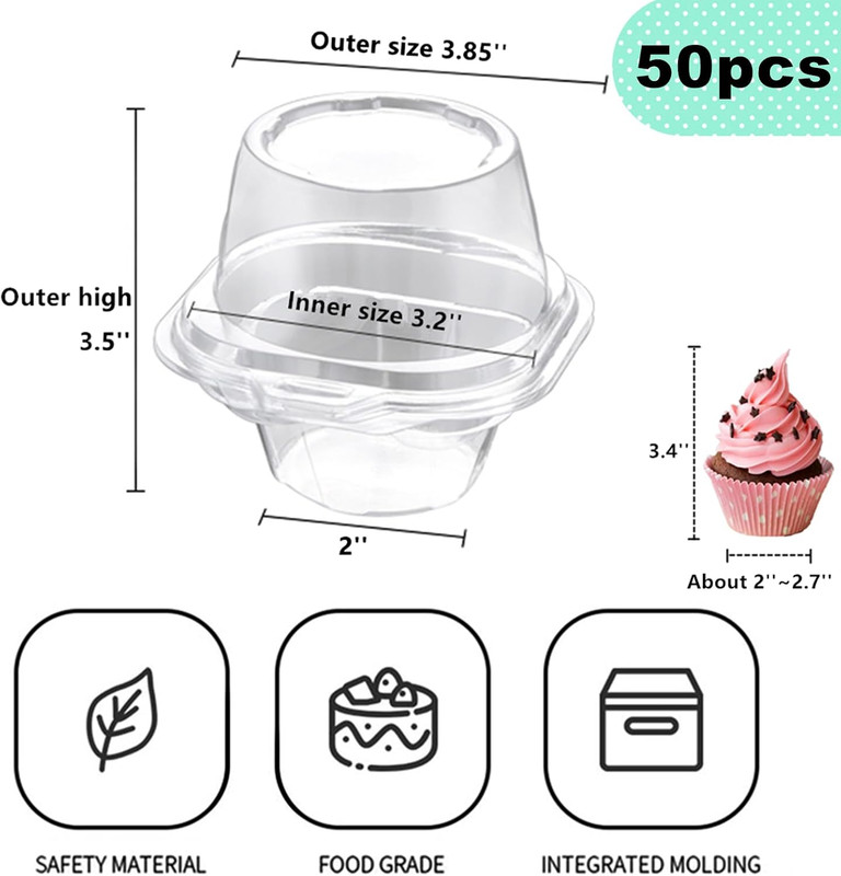Individual Cupcake Holder - Clear Plastic Dome Single Cupcake Carrier Muffin Con gallery