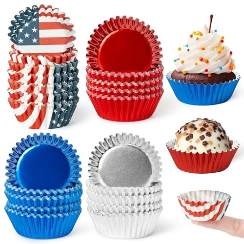 America Mini Cupcake Liners - 600pcs 4th of July Foil Baking Cups America Flag gallery