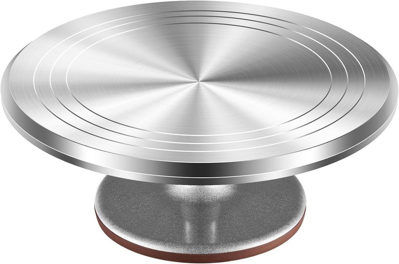 Rotating Cake Turntable 12” Alloy Revolving Cake Stand with Non-Slipping