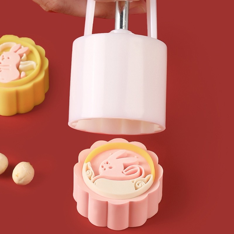 DIY Plastic Material Mooncake Mould Set Rabbit Shape Moon Cake Moulds Press Safe