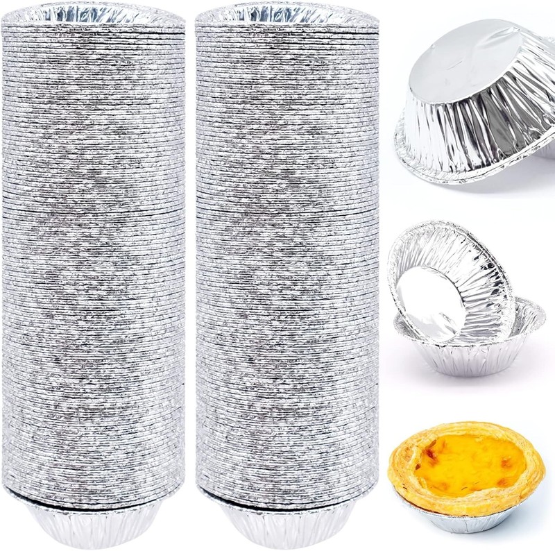 200 PCS Egg Tart Baking Cups, Disposable Aluminum Foil Liners for Pudding,