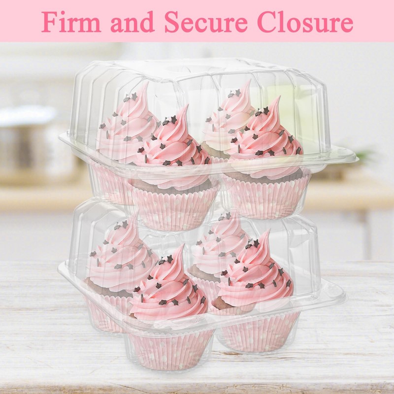 MUXHEL 50 Pcs Cupcake Boxes 4 Count, Clear Plastic Cupcake Container Stackabl... gallery