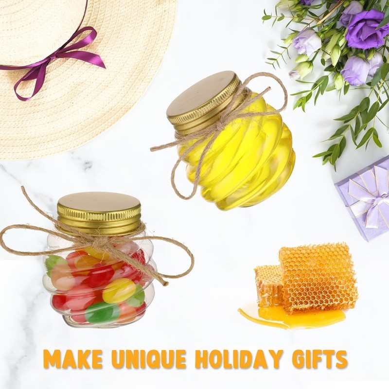 50 Pcs 2 oz Mini Honey Jars Party Favors in Bulk Honeycomb Plastic Jars with ... gallery