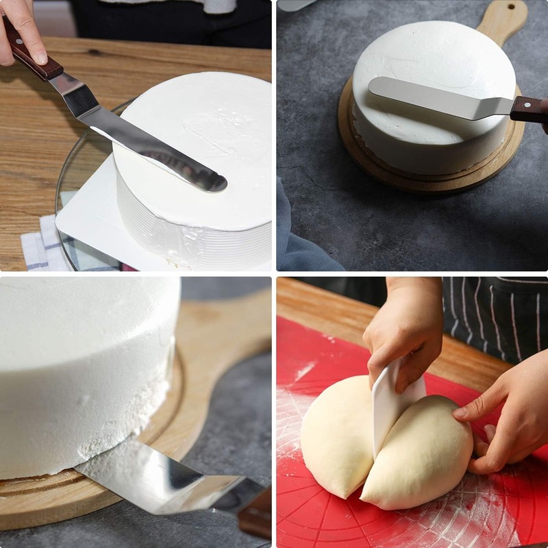 Cake Decorating Spatula Set Stainless Steel 4 6 8 10 Inch with Wooden Handles gallery
