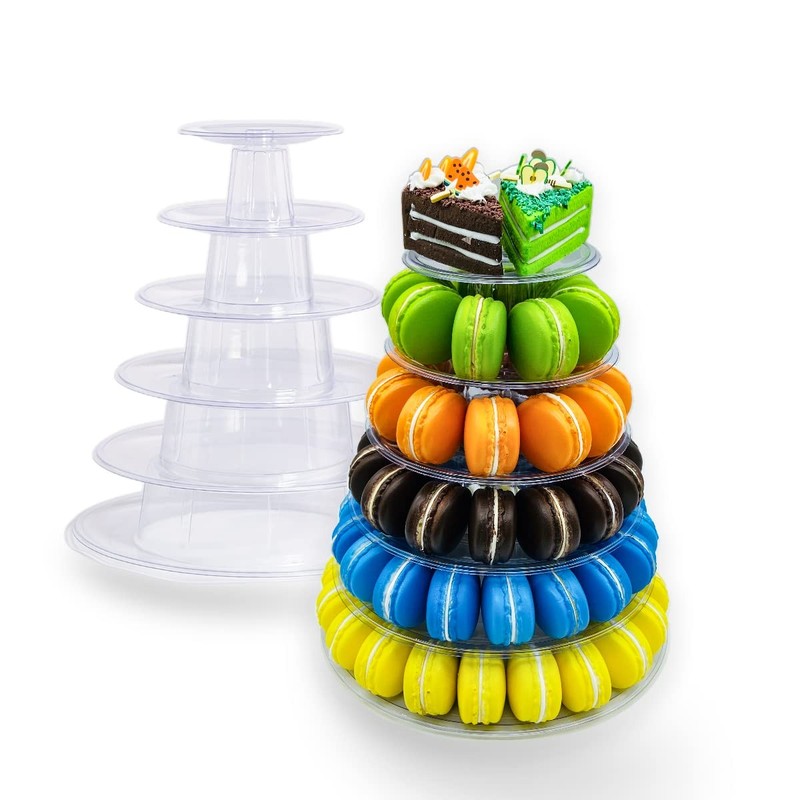 6 Tier Macaron Tower Stand for Wedding Party,Plastic Display Stand for Cupcak... gallery