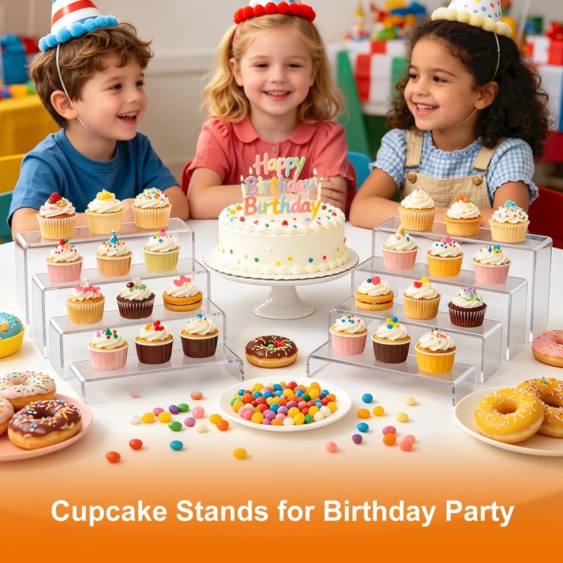 Stackable Clear Display Risers, 8 Pcs Acrylic Cupcake Stands for Party-Farmho... gallery