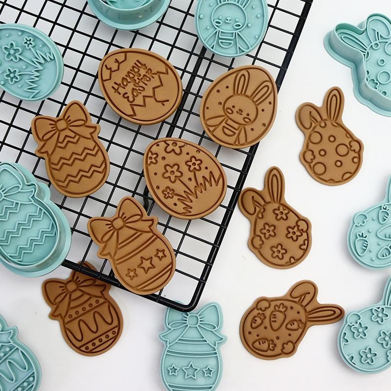 Easter Cookie Cutter Set 3d Rabbit Egg Biscuit Mold Plastic Baking Tool Decor gallery