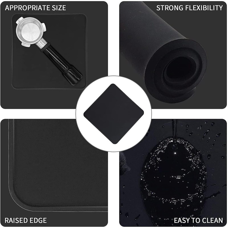 Ezebesta Coffee Tamper Mat for Portafilter - Silicone Tamping Large, Black gallery