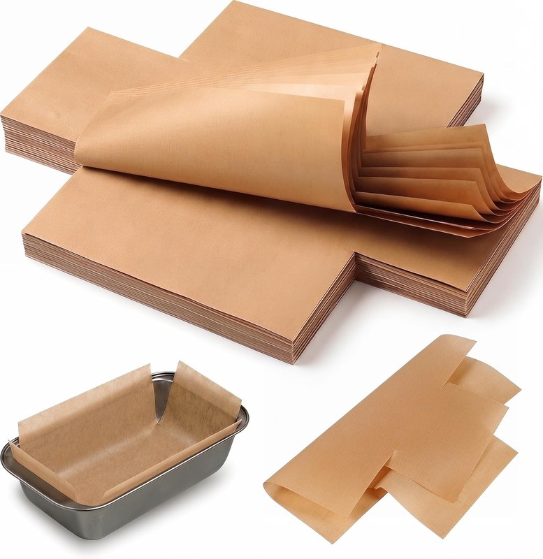 50Pcs Loaf Pan Liners Baking Bread 6x3in Non-Stick Pre Cut Unbleached Parchment