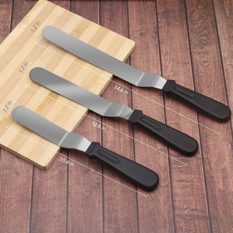 Stainless Steel Icing Spatulas Angled Cake Spatulas with 3 Cake Smoother Scra... gallery