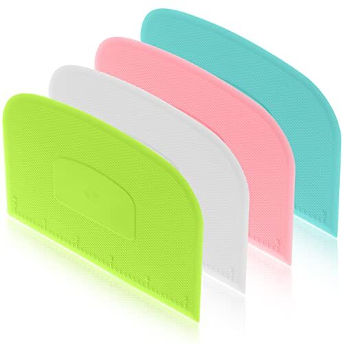 4 Pcs Plastic Dough Scraper Flexible Dough Cutter for Kitchen Baking Bread Cake