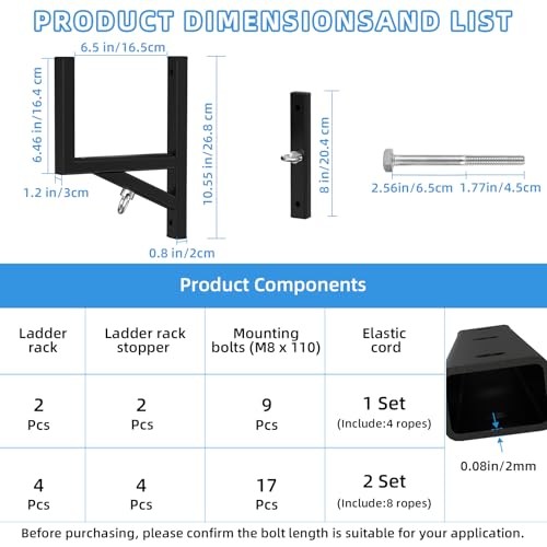 Cargo Trailer Ladder Rack-200lb Load-Carry 1-2 Ladders-Adjustable Black-2pc gallery
