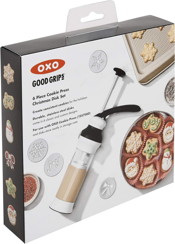OXO Good Grips Cookie Press Holiday Disk Set, Metallic gallery