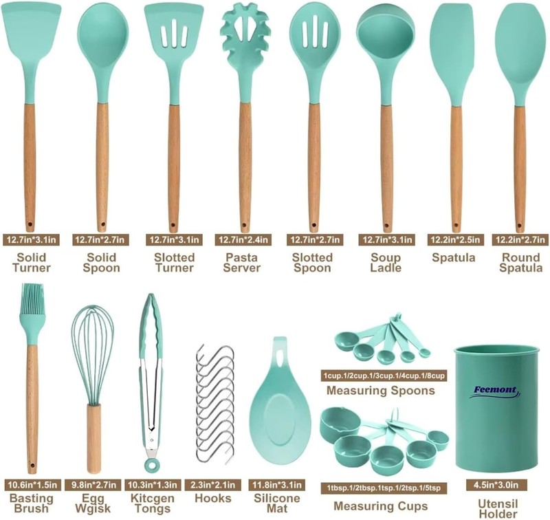 33-Piece Silicone Kitchen Cooking Utensils Set with Holder| Heat-Resistant gallery