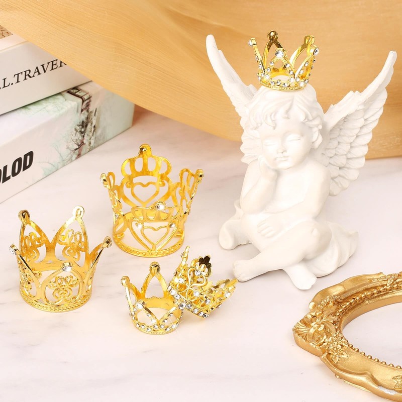 Tidponra Mini Crowns for Flower Bouquets, 16 Pieces Small Gold Small, gallery