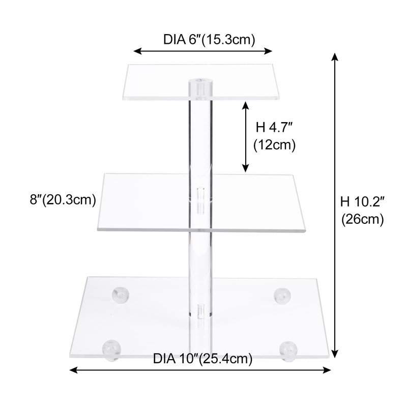 Cupcake Stand, 3 Tier Square Acrylic Cupcake Display Stand Holder, Clear Dess... gallery
