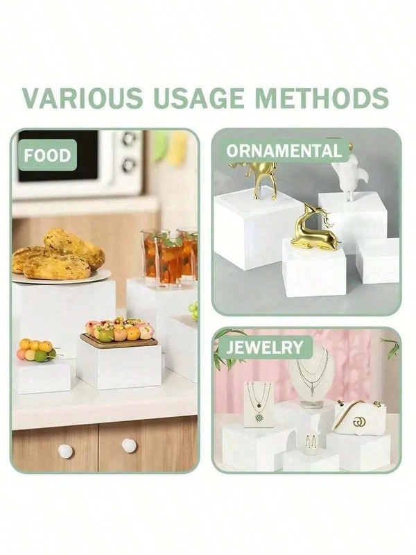 6-Piece Hollow Bottom Buffet Risers Acrylic Food Display Stands gallery