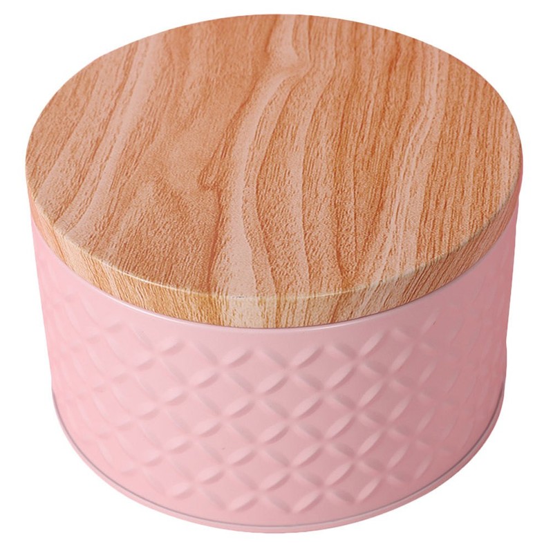 Round Iron Bakery Box with Lid for Dessert Cookie Snacks Storage Container