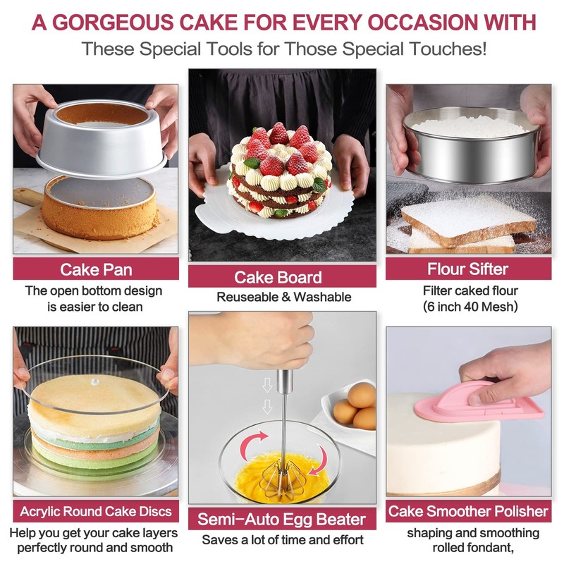Aluminum Alloy Revolving Cake Stand & Carrier - 268PCS Kit with 54 Piping Tip... gallery