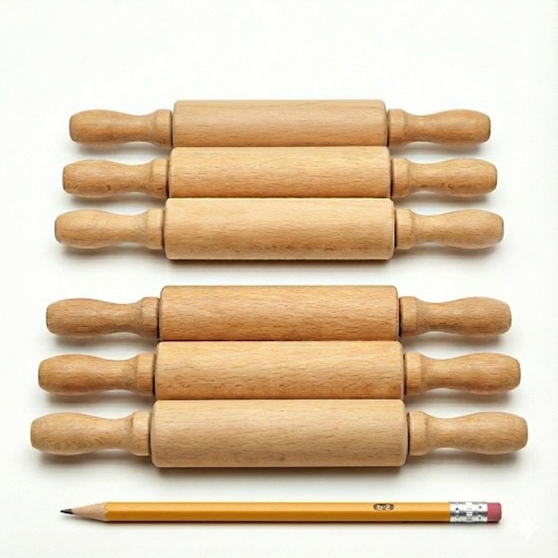 8-Inch Premium Kids Mini Rolling Pins (6-Pack) Splinter-Free, Non-Stick Hardw…