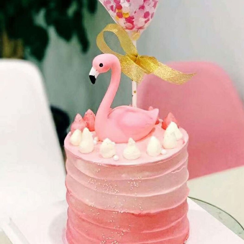 2 Pcs Cake Topper Decorations Flamingo Party Favors Bird Ornament gallery