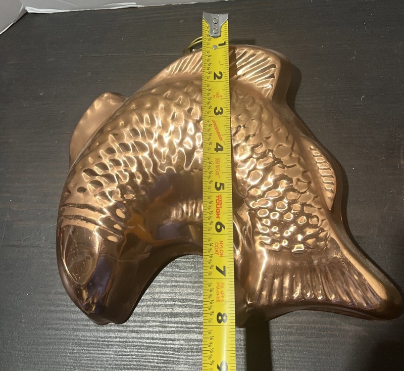 2 Vintage Copper Fish Mold Wall Hanging Decor Kitchen Baking Pan Farmhouse gallery