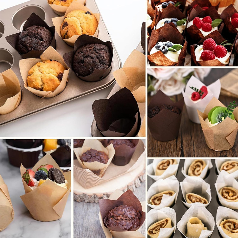 200Pcs Tulip Cupcake Liners for Baking Cups, Excellent Muffin Liners, Unbleached gallery