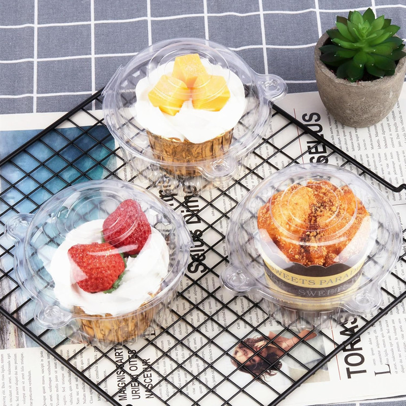 100ct Cupcake Holders Individual Cupcake Containers, Disposable Clear Plastic Si gallery