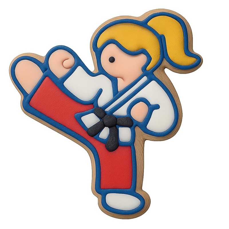 Karate Girl in Action Cookie Cutter & Stamp, Fondant & Clay - 3.3x4 gallery