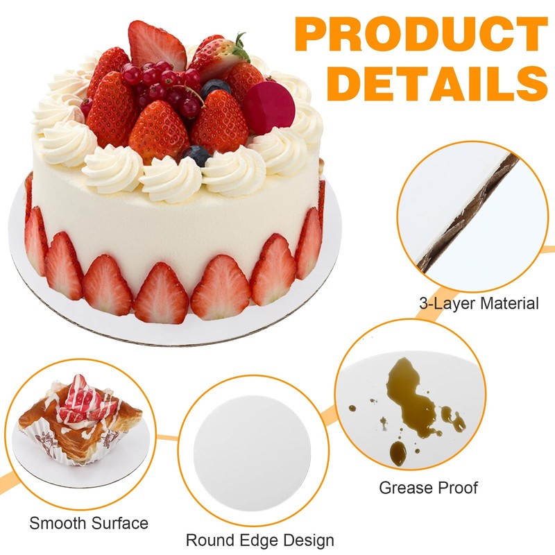 100 PCS 5 Inch Round Cake Boards 0.08 Inch Thick White Corrugated Cake Base gallery