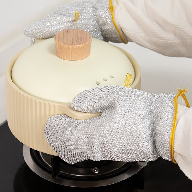 1PC Housework Cleaning Gloves Steel Wire Ball Dishwashing Gloves Waterproof gallery