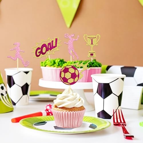 24 Pcs Glitter Soccer Cupcake Toppers for Football Party Decorations Mixed 3 gallery