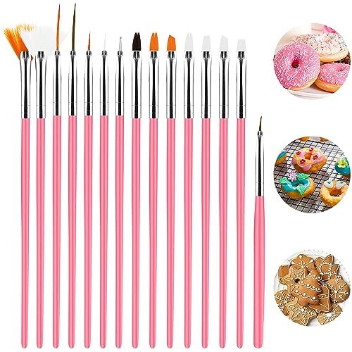 15pcs Cake Painting Brushes, Cake Decorating Brushes Kit Food Safe Paint Brush