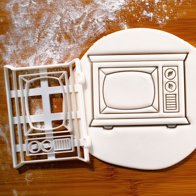 Set of 2 TV and Video Tape Cookie Cutters - retro old school, telly, television gallery