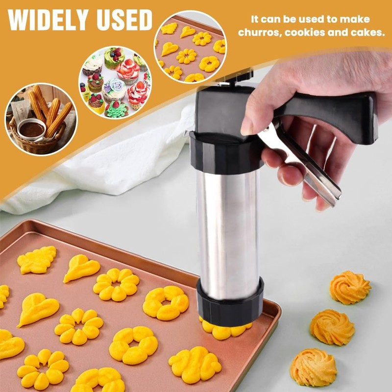 Stainless Steel Cookies Press, Cookie Press Gun Kit, Spritz Maker With 8 Piping gallery