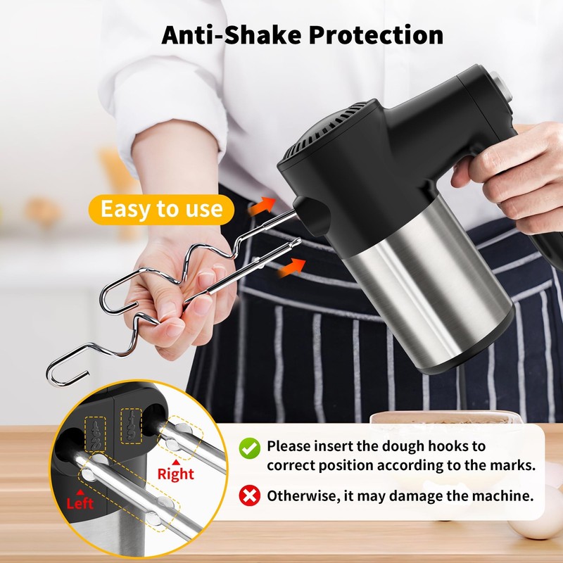 Cordless Hand Mixer, 7 Speed Rechargeable Wireless Handheld Mixer with Eject ... gallery
