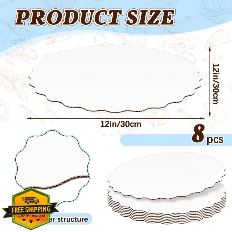 Cmkura Cake Boards 12 Inch White Wave 8 Pack gallery