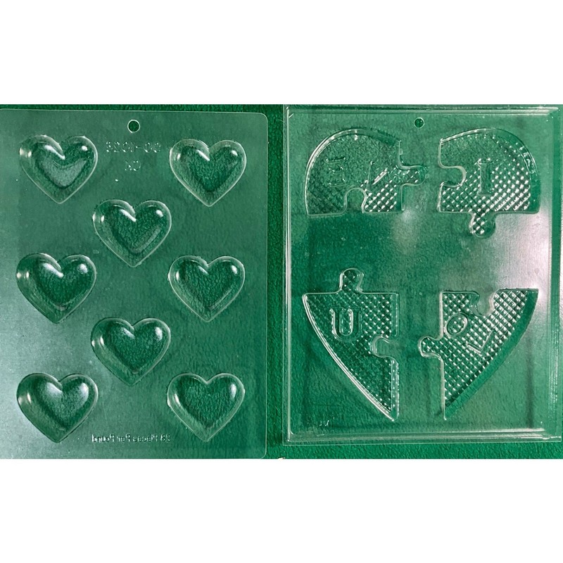 Set of 2 VALENTINES DAY Chocolate Candy Lollipop Plastic Mold Puzzle and Heart gallery