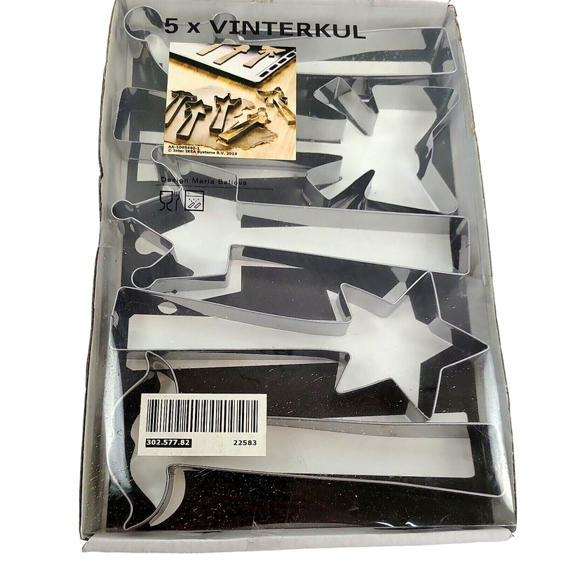 IKEA VINTERKUL Stainless Wand Cookie Cutters Crown Bow Star Mustache Celebration