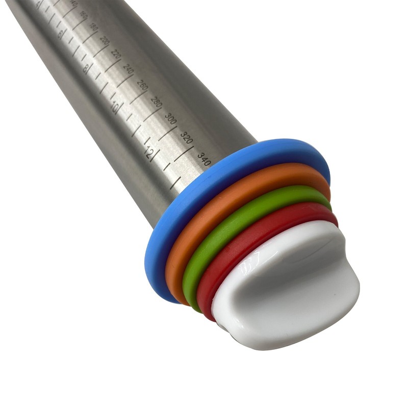 Stainless Steel Rolling Pin Dough Roll Tool 17" with Thickness Controller Remova gallery