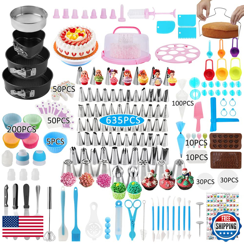 Sik Cake Decorating Kit635 Pcs Decorating Supplies 3 Springform Pan Sets Icing