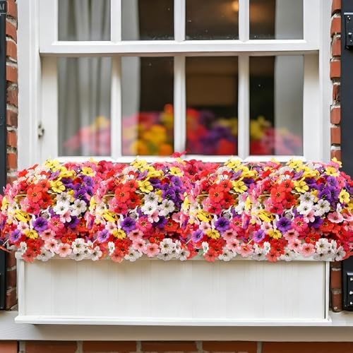 JEMONG Artificial Outdoor Flowers 30 Bundles UV Resistant 30Bundles Mix Colors gallery