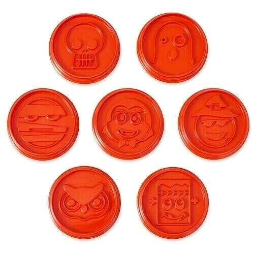 New 7 PAMPERED CHEF Emoji Orange HALLOWEEN COOKIE CUTTERS~SCARY~Play DOH~SEALED