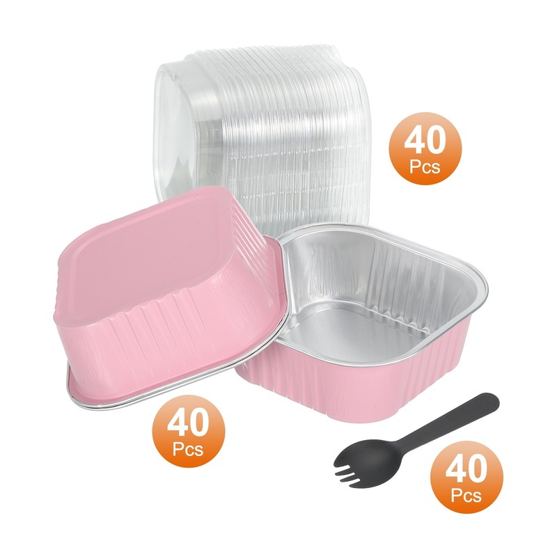 40Pack 10oz Cake Pans with Lids and Spoons Pink gallery