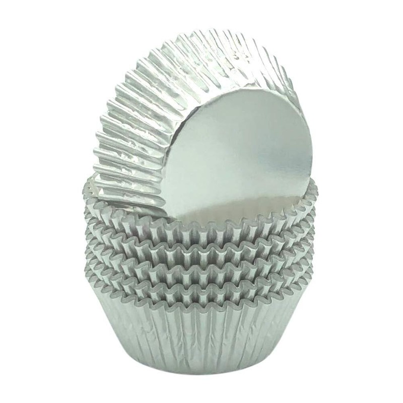 Silver Foil Cupcake Liners 120 Count Elegant Standard Baking Cups Wedding