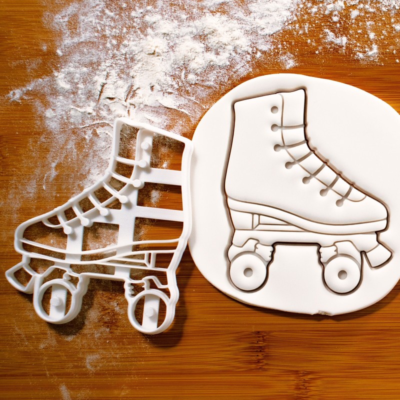 Set of 3 Roller Skate, Helmet, Knee Pad Cookie Cutters - Roller Derby, disco gallery