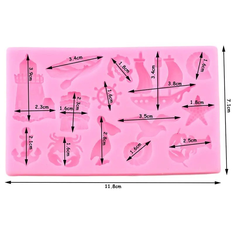 Ocean Series Anchor Silicone Mold Sailboat & Sea Animals Cake Decorating Tool gallery