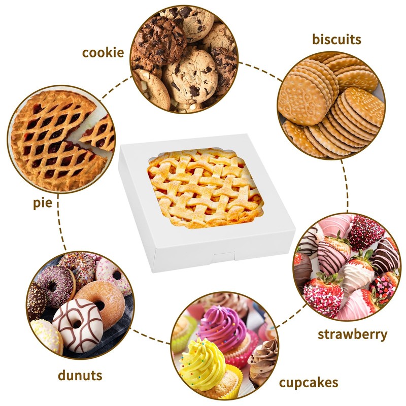 Pie Boxes, 45pcs 10x10x2.5 Inches Bakery Boxes, Auto-Popup Cookie Container w... gallery