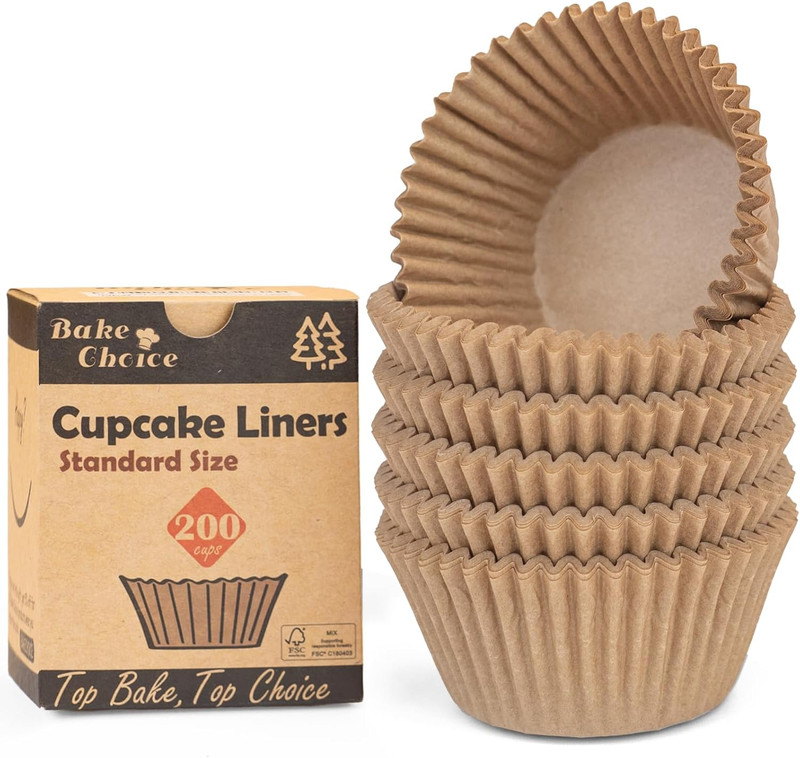 Non-stick 200pcs Standard Cupcake Liners for Baking, Natural, Food-grade Cupcake